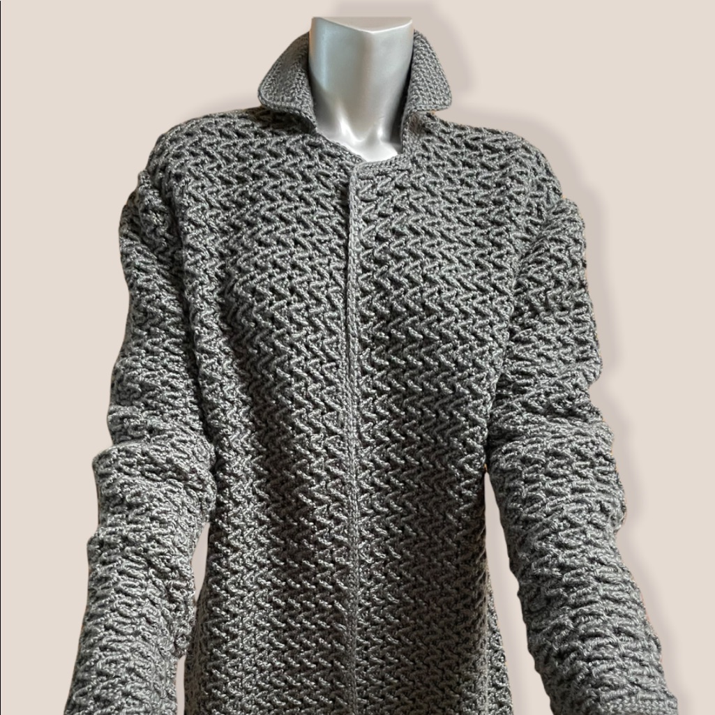 Dark Grey Crochet Cardigan M